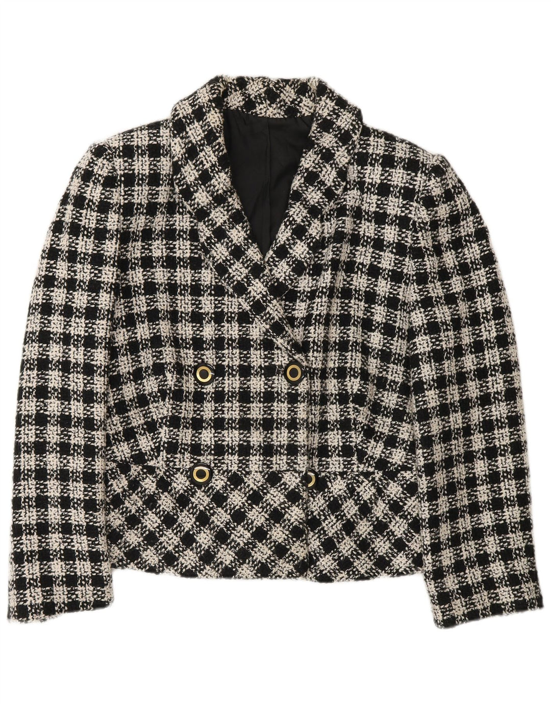 Vintage Dame Dobbeltradet Blazer Jacket UK 12 Medium Black Check