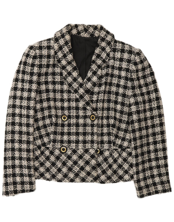 Vintage Dame Dobbeltradet Blazer Jacket UK 12 Medium Black Check