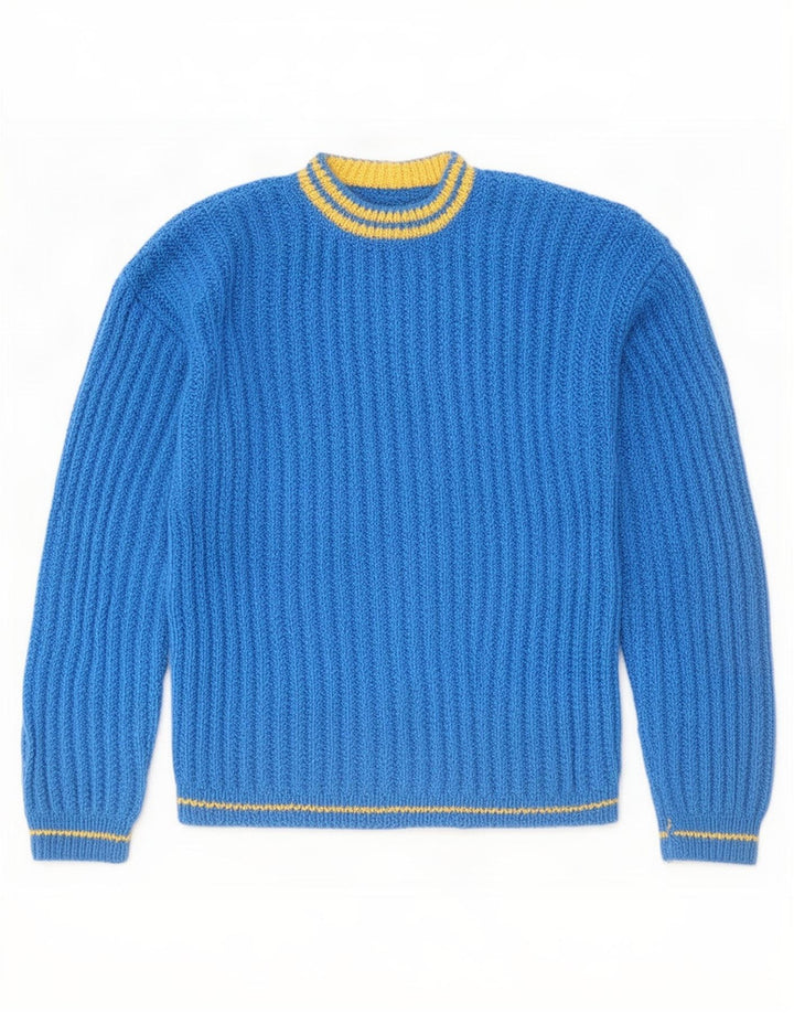 Vintage herre rund hals sweater stor blå