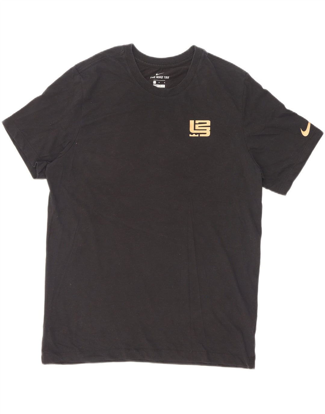 Nike Herre Dri Fit Grafisk T-Shirt Top Stor Sort Bomuld