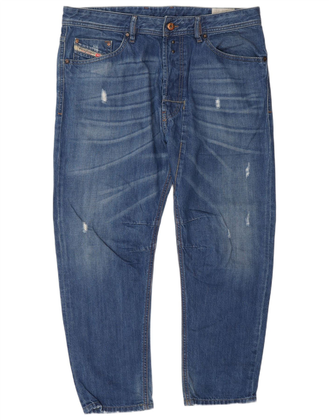 Diesel Herre Distressed Slim Jeans W34 L26 Blå Bomuld