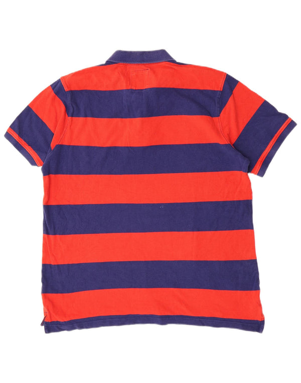 Besætningstøj Kortærmet herre poloshirt XL rødstribet bomuld