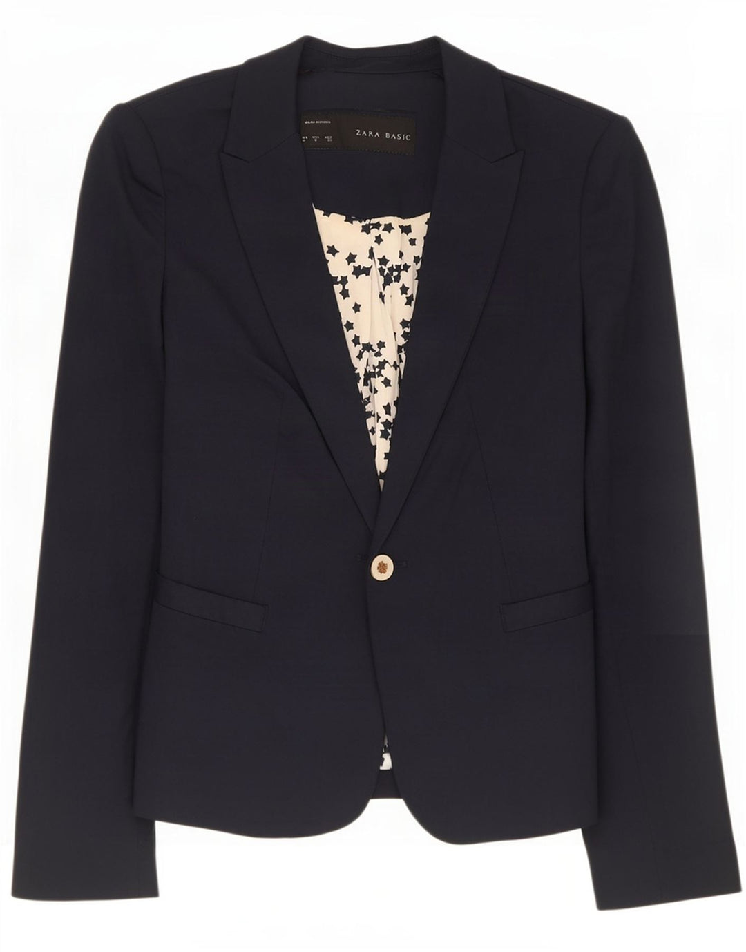 Zara Dame 1 Knap Blazer Jacket UK 10 Small Navy Blue