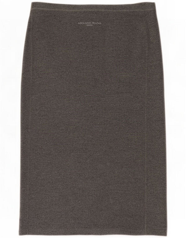 Armani Womens Knit Wrap Skirt IT 42 Medium W30 Grey Cotton