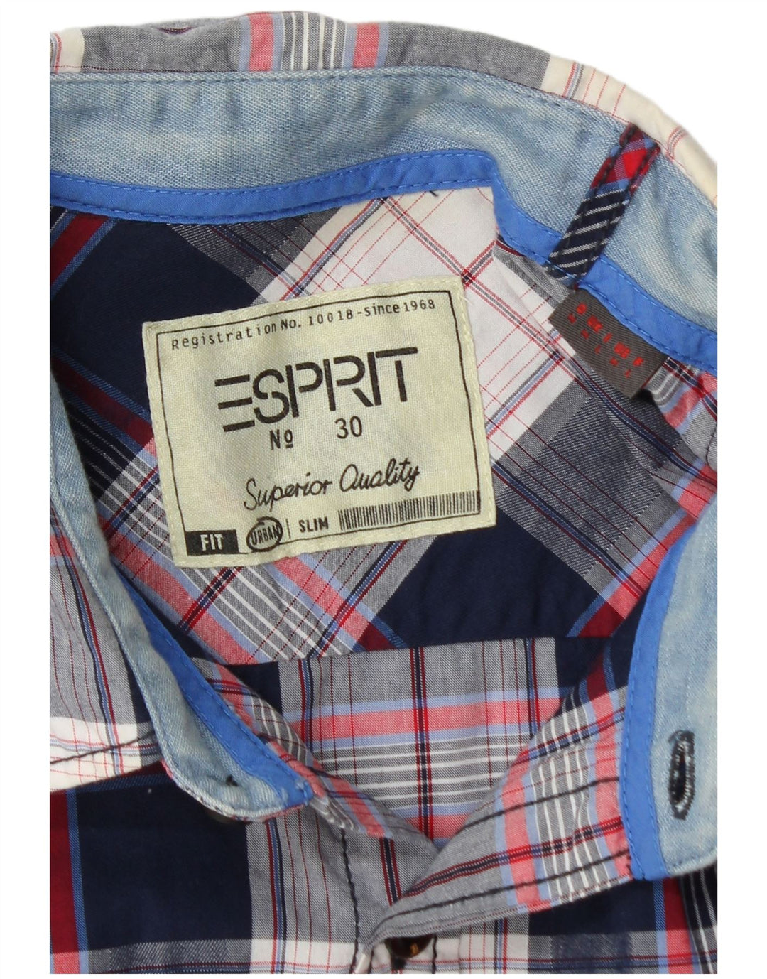 Esprit Herre Slim Fit skjorte Medium Navyblå ternet bomuld