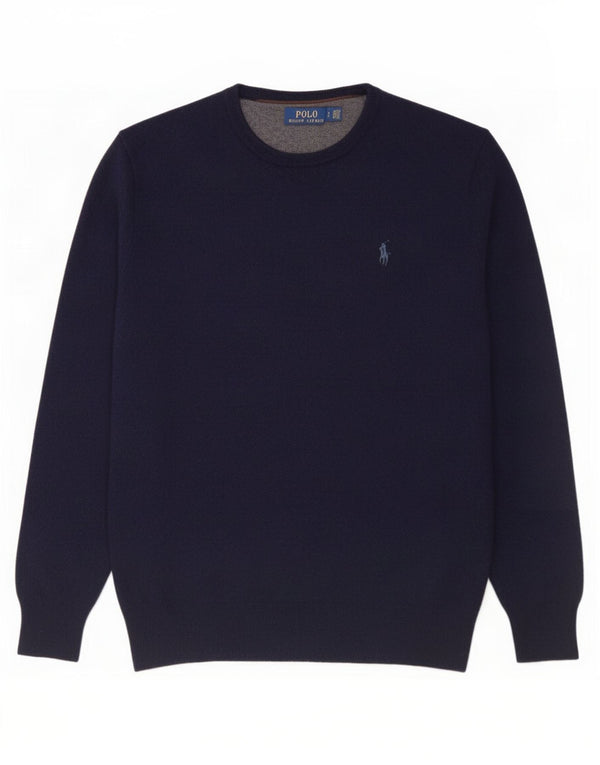 Polo Ralph Lauren Herre Crew Neck Jumper Sweater Large Navy Blue Uld