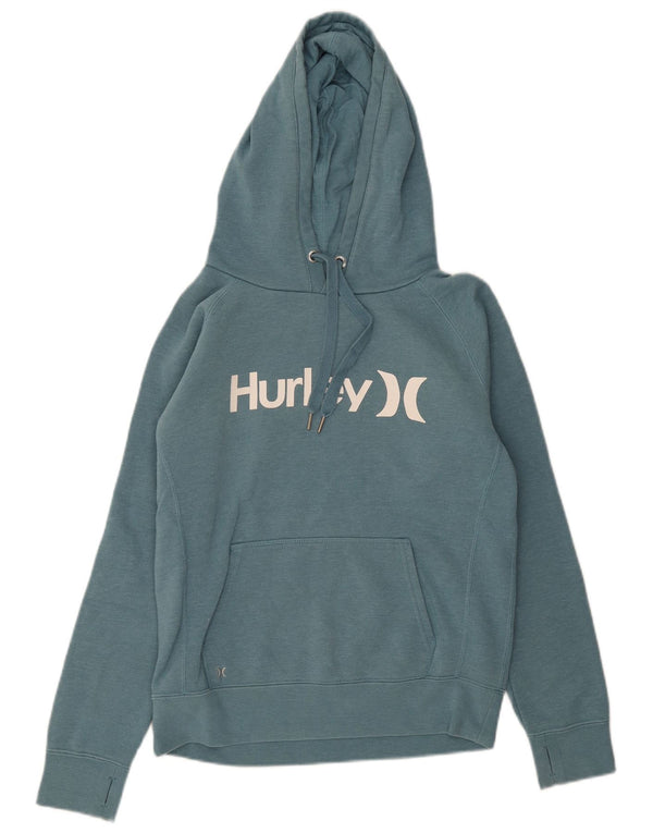 Hurley Dame Grafisk Hoodie Jumper UK 14 Medium Blue Bomuld
