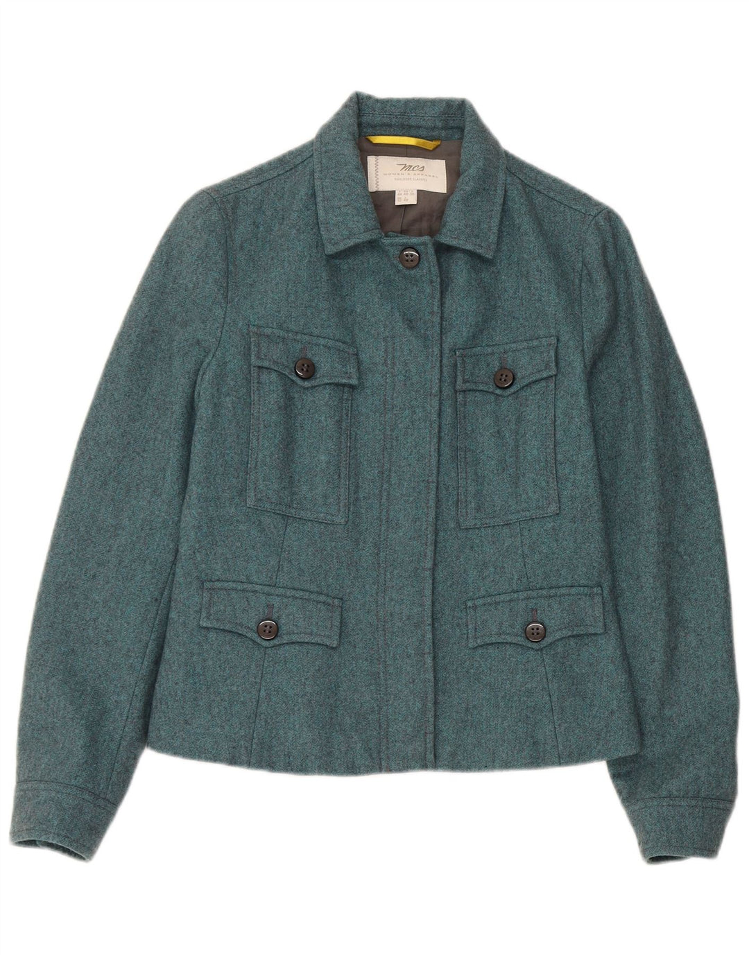 Marlboro Classics Kvinder Utility Jacket UK 12 Medium Blue Wool