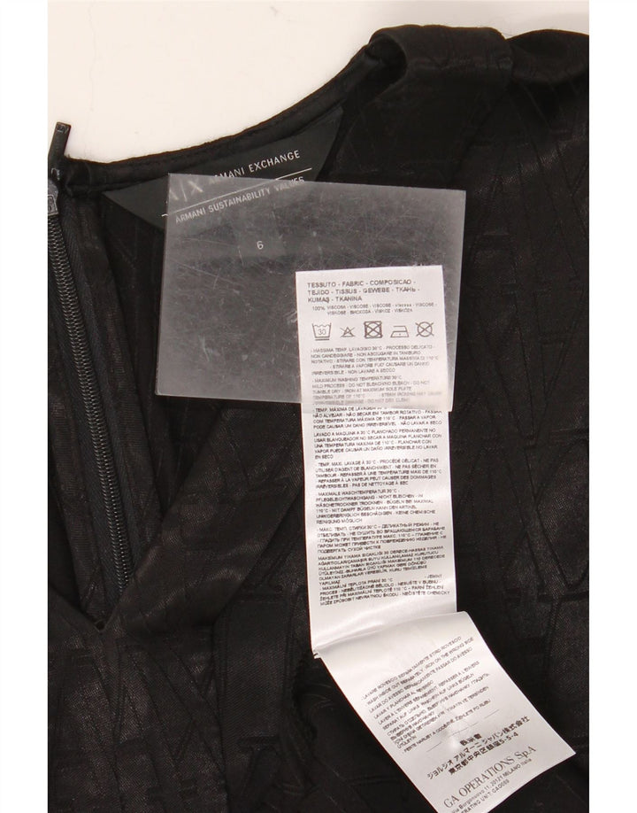 ARMANI EXCHANGE Kvinders grafisk ærmeløs A-line kjole US 6 Medium Black