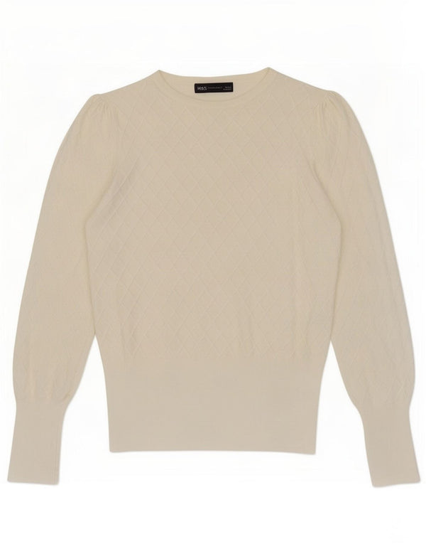 Marks & Spencer Dame sweater med rund hals DK 8 Small White Viscose