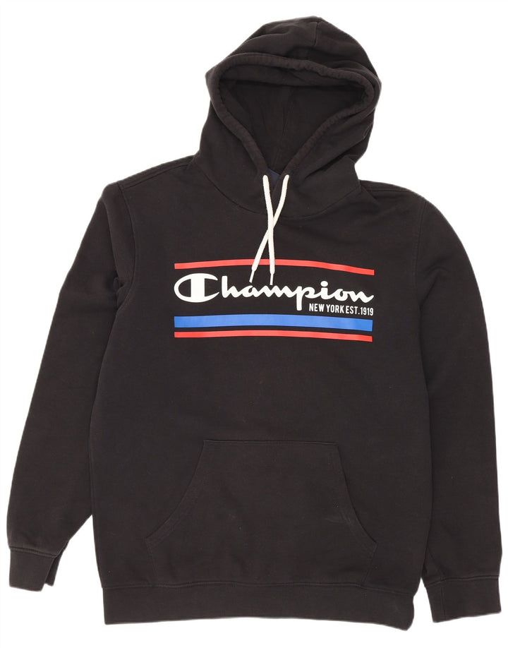 Champion Herre grafisk hættetrøje Jumper Medium Sort bomuld