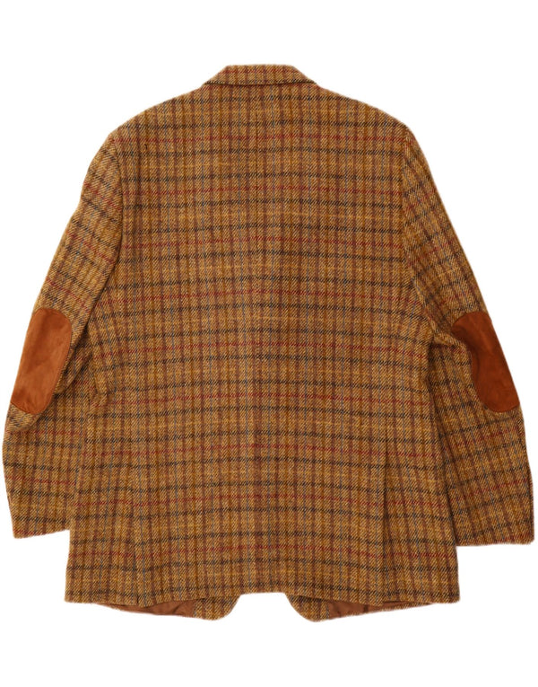 Harris Tweed Mens 3 Button Blazer Jacket UK 40 Large Brown Check