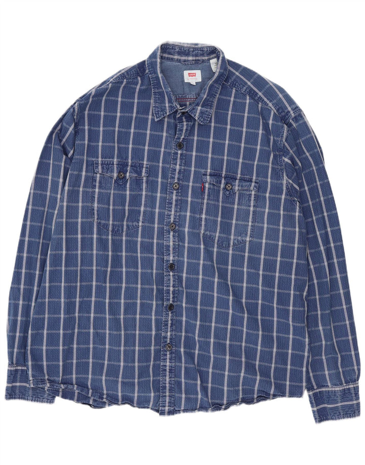 Levi's herreskjorte XL blå ternet bomuld