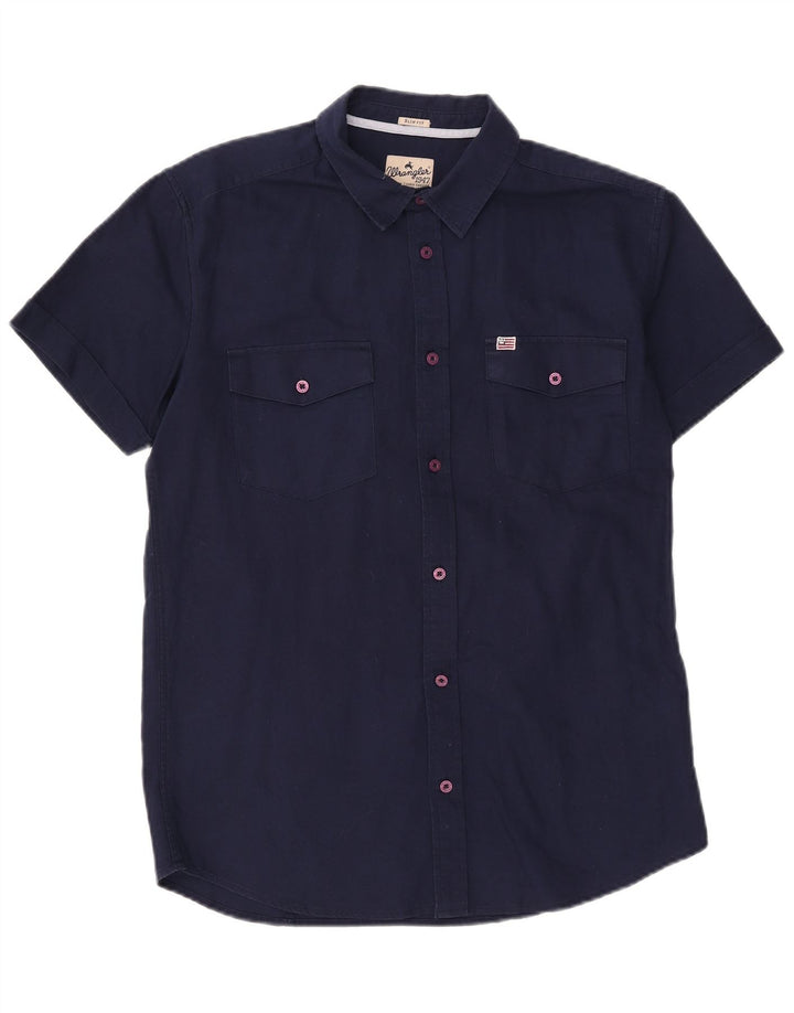 Wrangler Slim Fit skjorte til mænd, stor marineblå bomuld