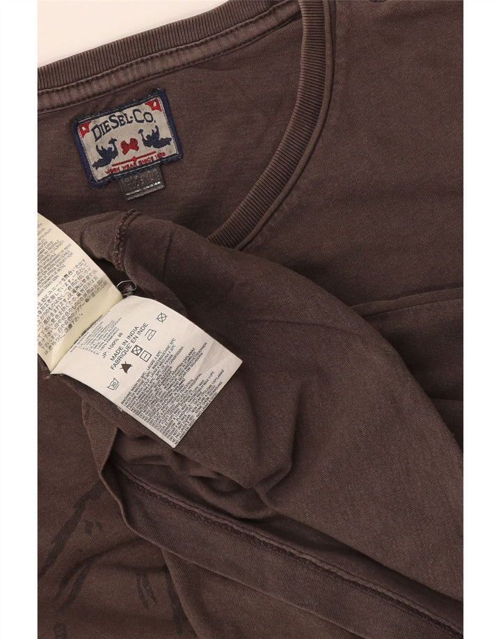 Diesel Herre Grafisk T-Shirt Top Stor Grå Bomuld
