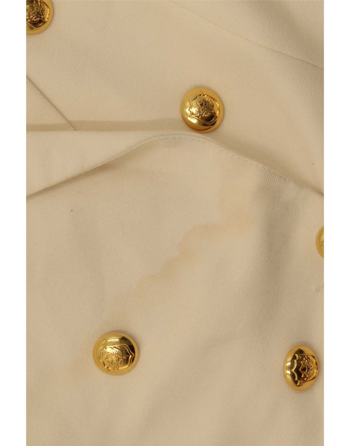 Zara Dame Dobbeltradet Blazer Jacket UK 14 XL Off White Polyester