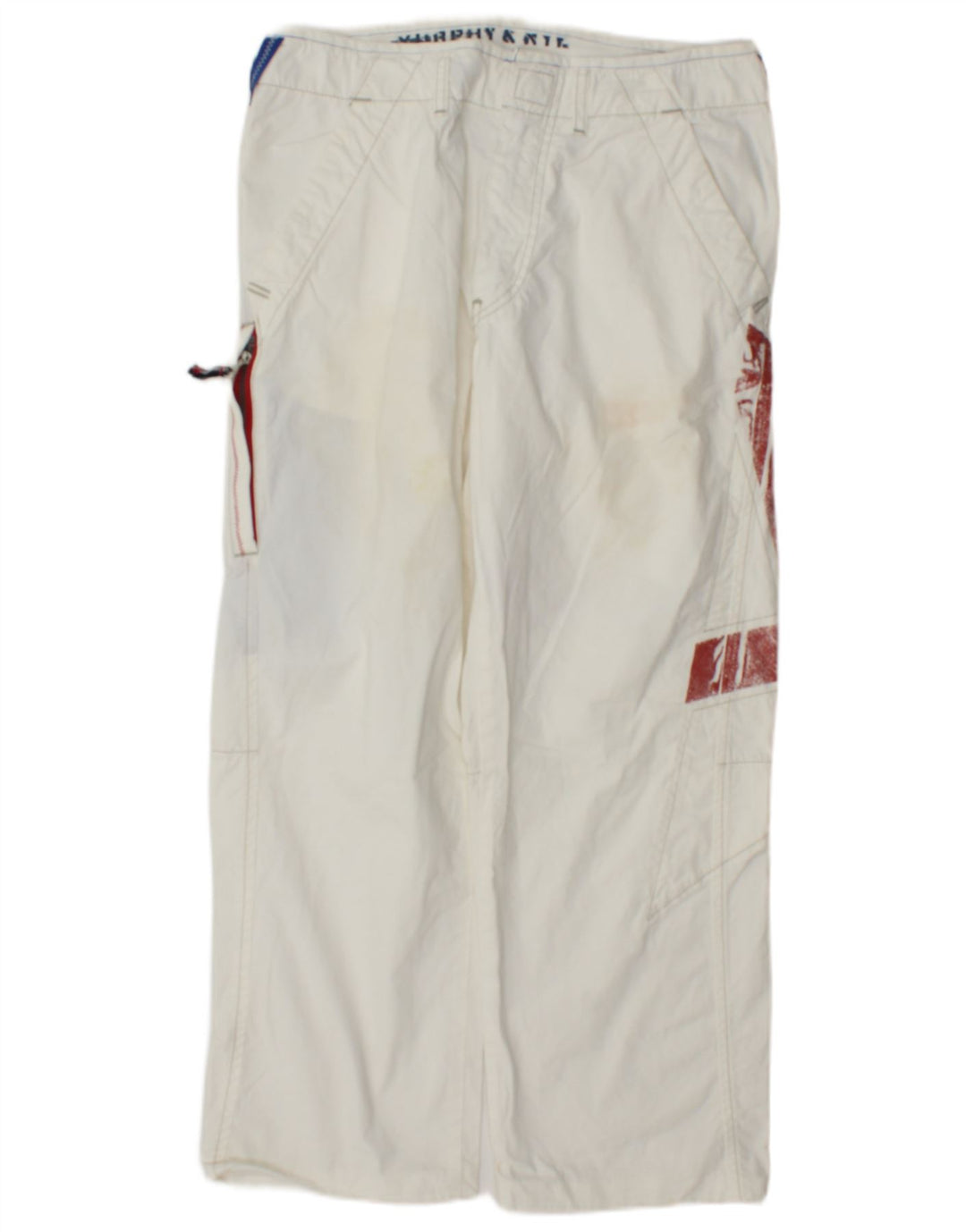 Murphy & Nye Herre Graphic Straight Cargo Bukser W33 L27 White Colourblock