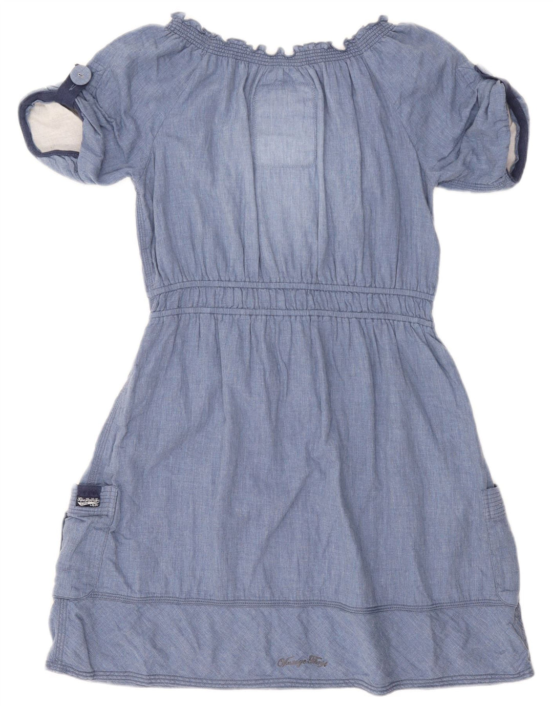 Superdry Dame A-Line Kjole UK 14 Medium Blue Bomuld