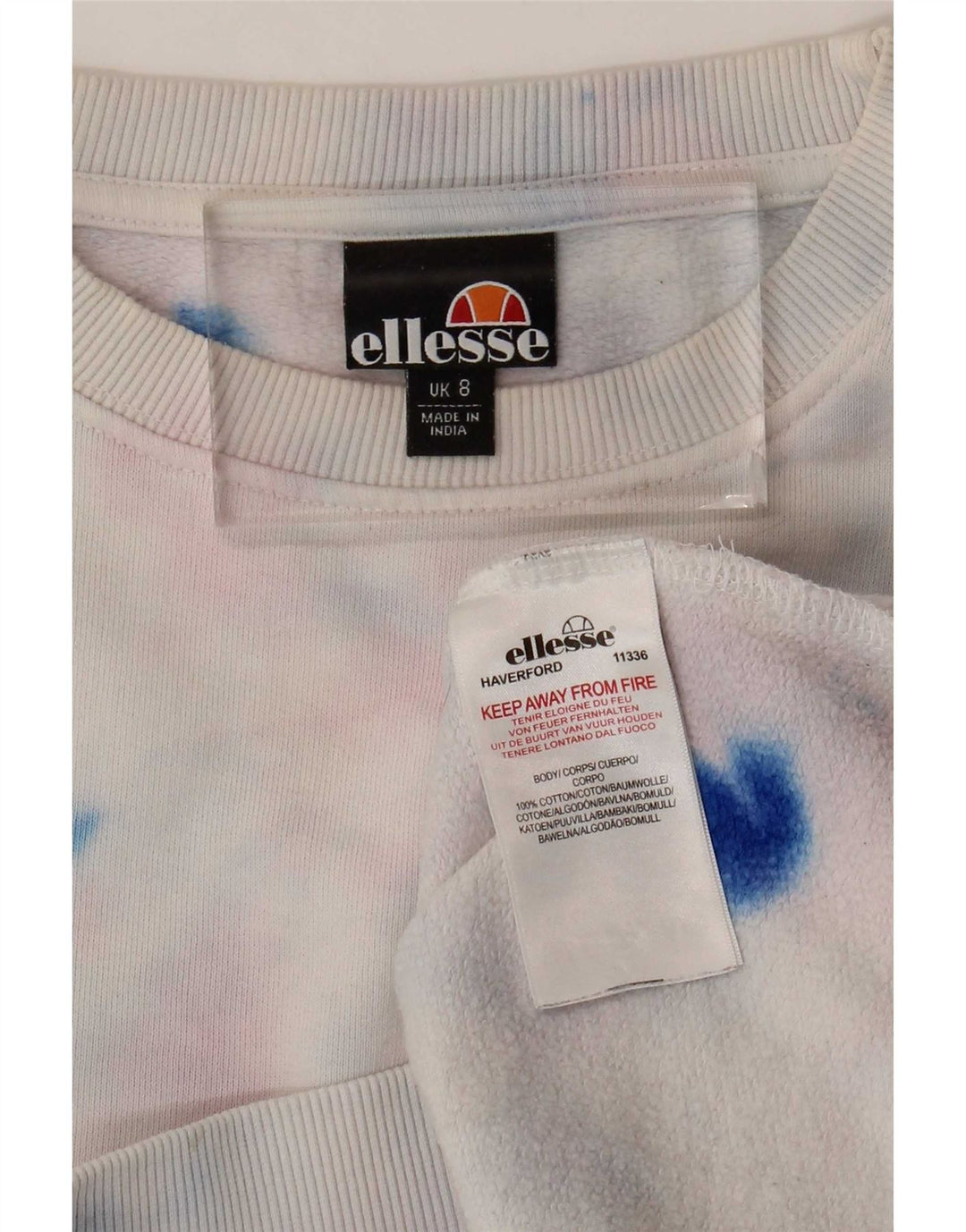 Ellesse Womens Oversized Sweatshirt Jumper UK 8 Small Multicolor Tie Dye