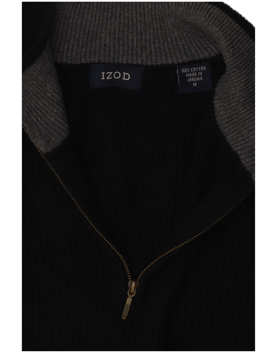 IZOD Sweater med lynlås til mænd mellem sort bomuld