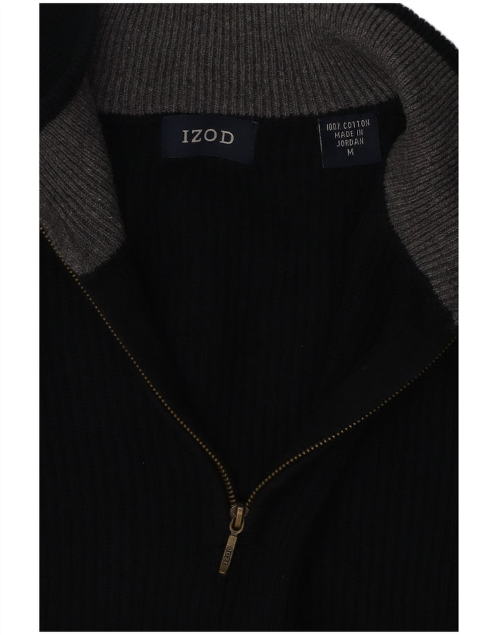 IZOD Sweater med lynlås til mænd mellem sort bomuld