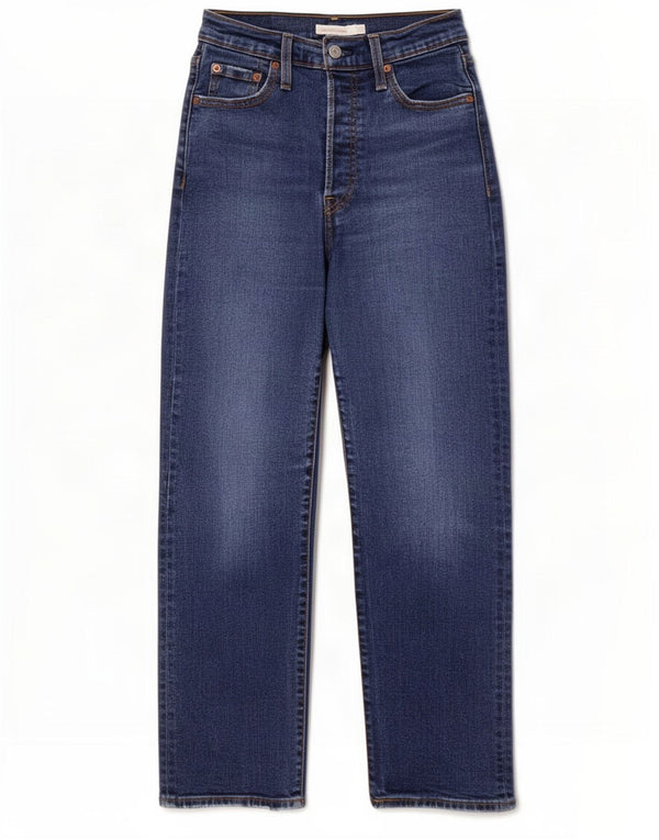 Levi's Dame Ribcage Højtaljede Lige Jeans W28 L27 Blå Bomuld