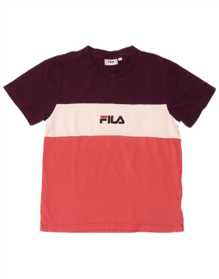 FILA Grafisk T-shirt top til kvinder DK 10 Lille flerfarvet farveblok