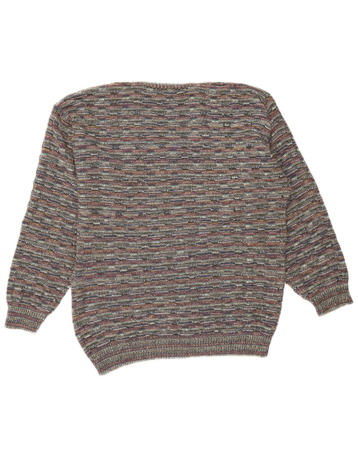 Vintage Herre V-hals sweater XL Grå Flecked