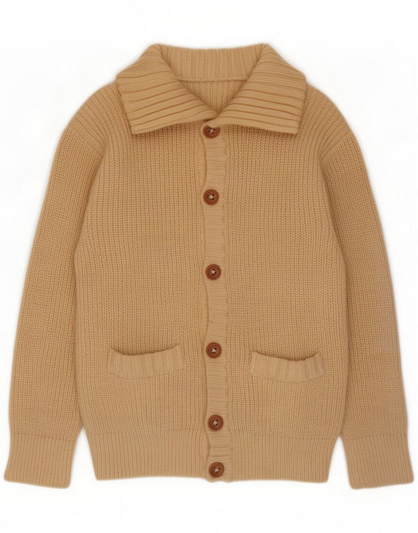 Vintage Mens Cardigan Sweater Medium Beige Wool