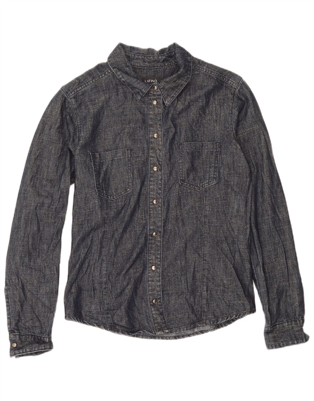 Vintage dameskjorte UK 12 Medium Navy Blue