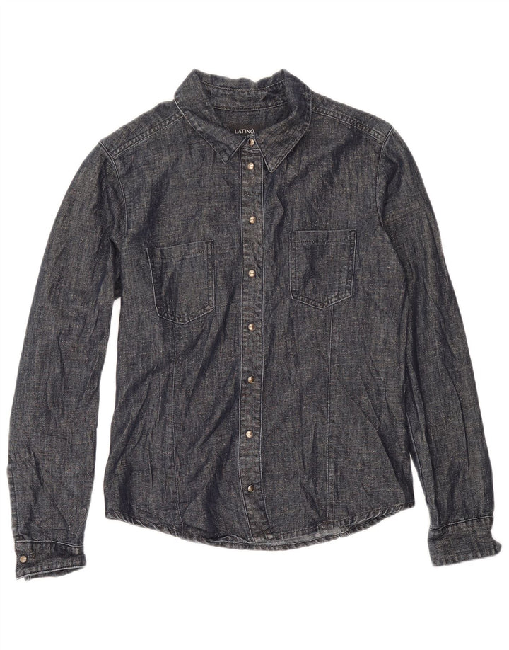 Vintage dameskjorte UK 12 Medium Navy Blue