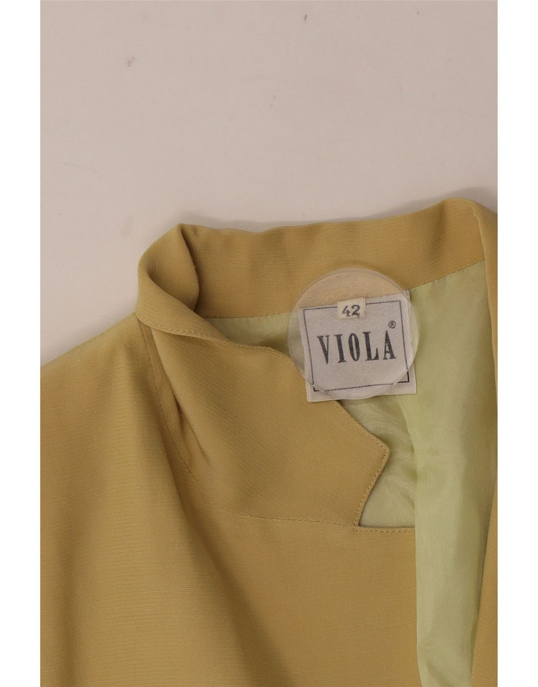 Vintage dame 3/4 ærmet blazerjakke IT 42 Medium Yellow Wool