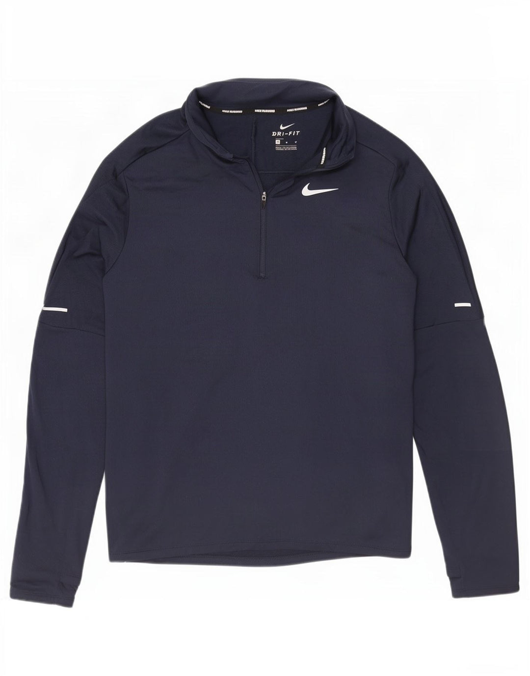 Nike Herre Dri Fit Top Langærmet med lynlåshals, medium marineblå polyester