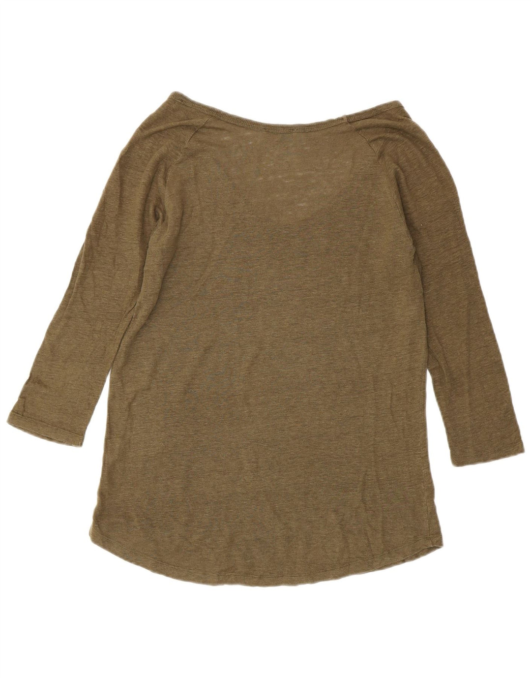 ZARA Dame Top Langærmet UK 14 Stor Khaki Linen