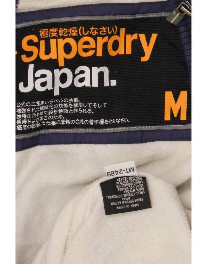 SUPERDRY vindjakke med hætte til kvinder UK 14 Medium marineblå nylon