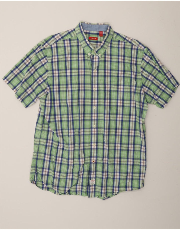 IZOD Mens Short Sleeve Shirt XL Green Check Cotton Vintage Izod and Second-Hand Izod from Messina Hembry 