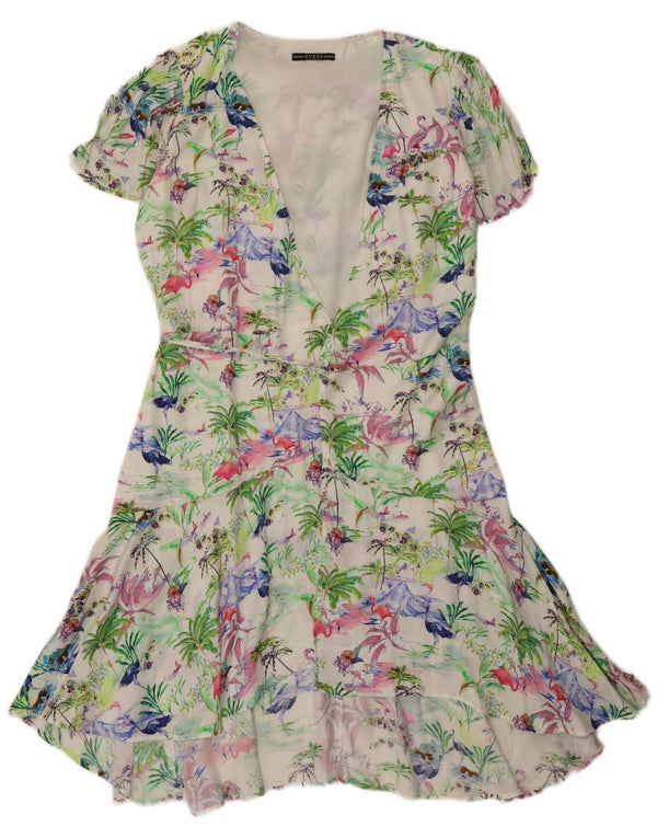 Guess Womens Wrap Dress UK 12 Medium Multicolored Floral Hawaiian