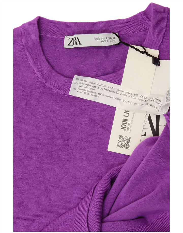 Zara Dame Vest Tank Top UK 10 Small Purple Viscose