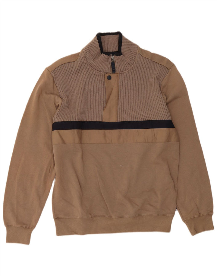 Marks & Spencer Herre Blue Harbor Sweatshirt Jumper Small Brown Colourblock