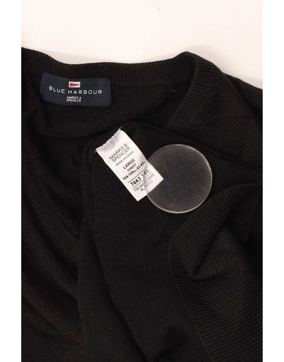 Marks & Spencer Herre V-hals sweater UK 41/43 Large Black