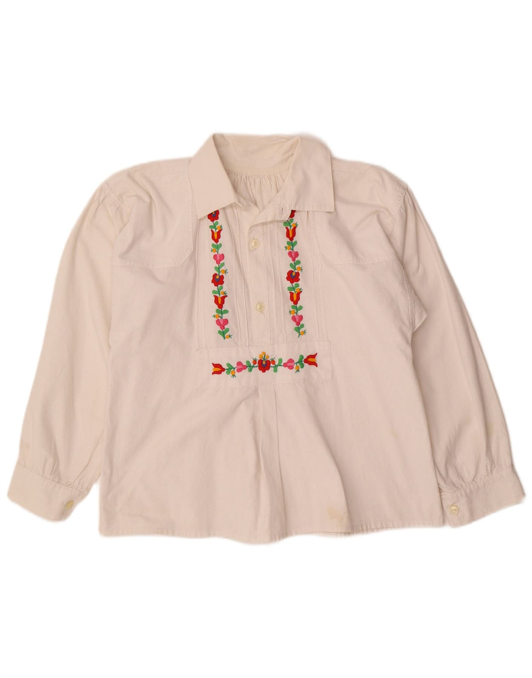 VINTAGE skjortebluse til kvinder UK 12 Medium White Floral