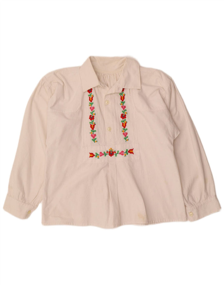 VINTAGE skjortebluse til kvinder UK 12 Medium White Floral