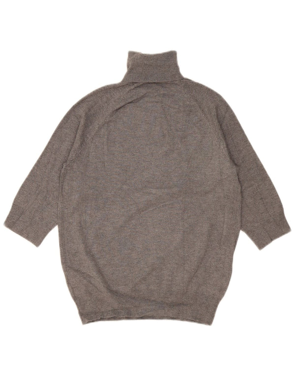 Zara dametrøje 3/4-ærmet trøje med rullehals UK 12 Medium Grå Viscose