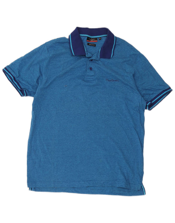 Pierre Cardin Herre Regular Fit Polo Shirt XL Blå nålestribet bomuld