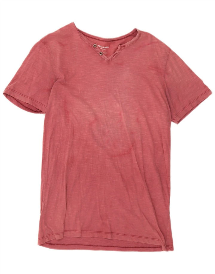 Jack & Jones Herre T-Shirt Top Stor Pink Flecked Bomuld