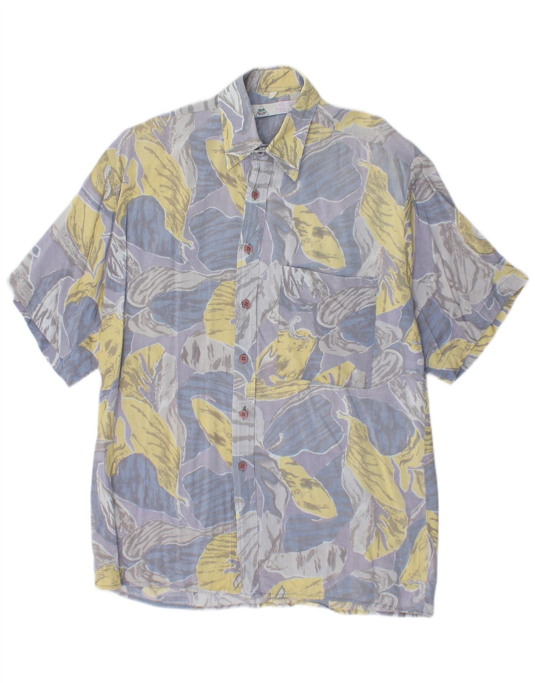 NEW FAST Mens Abstract Pattern Short Sleeve Shirt Medium Blue Viscose