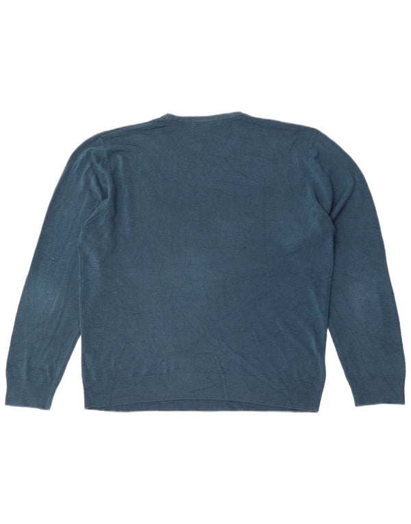 Marks & Spencer Herre sweater med rund hals, stor blå akryl