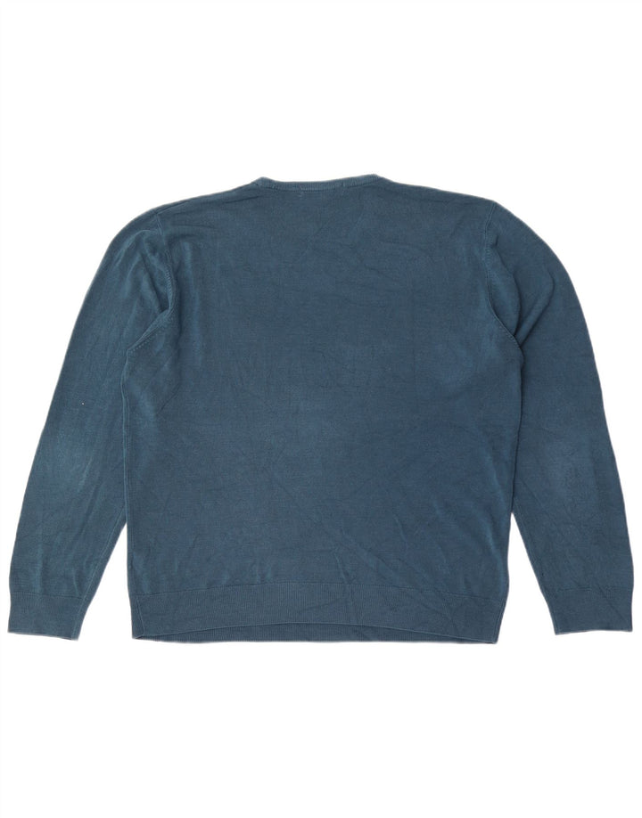 Marks & Spencer Herre sweater med rund hals, stor blå akryl