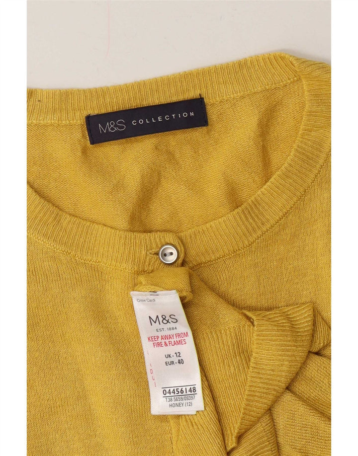 Marks & Spencer Dame Cardigan Sweater UK 12 Medium Yellow Viscose