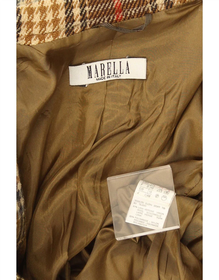 Marella Dame 2-knaps blazerjakke UK 18 XL brun ternet uld